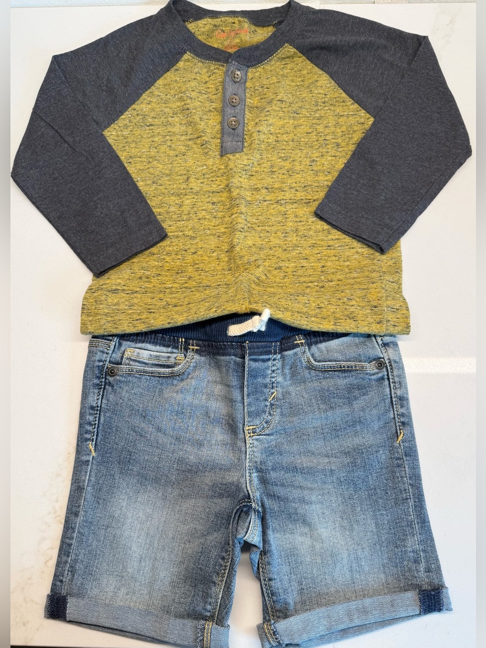 Boys 3T Outfit Bundle Cat & Jack Henley Old Navy Denim Shorts 2pc